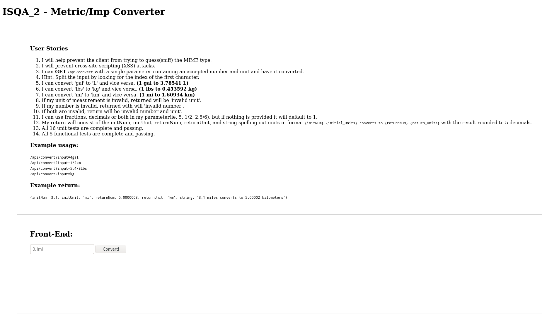 metric-imperial converter project screenshot